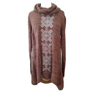 Roper Womens Cowl Neck Sweater Tunic Dress Brown Size XL Western Cowgirl Rodeo